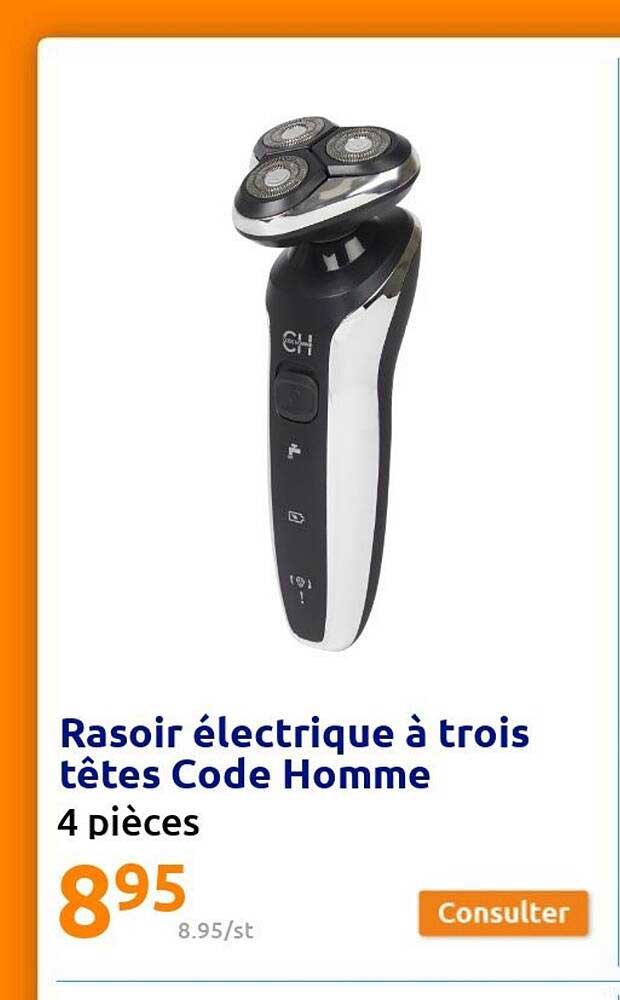 rasoir électrique à trois têtes code homme
