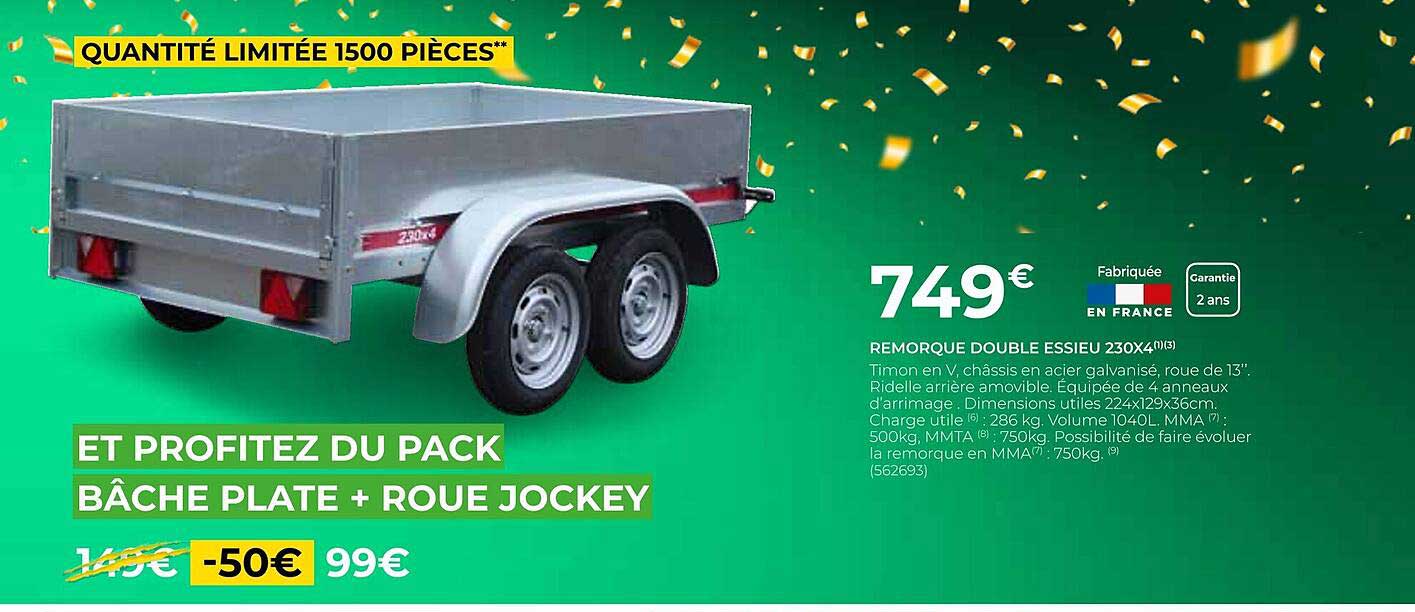 Remorque Double Essieu 230x4