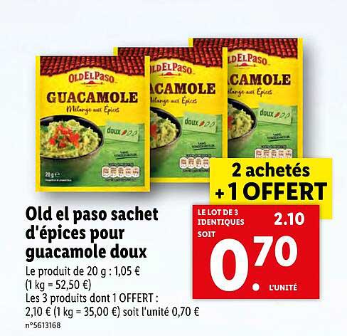Sachet D'épices Pour Guacamole Doux Old El Paso