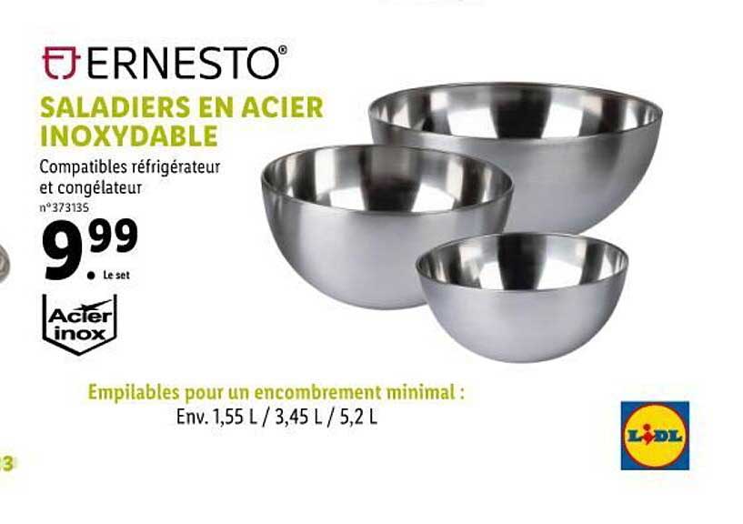 saladiers en acier inoxydable ernesto