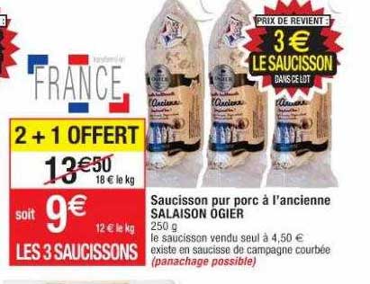 saucisson pur porc à l'ancienne salaison ogier