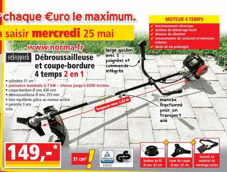 scheppach débroussailleuse et coupe-bordure 4 temps 2 en 1