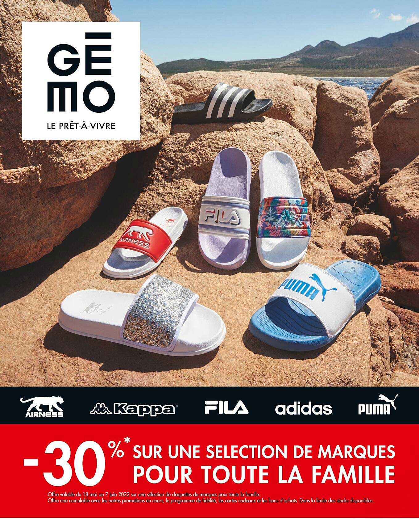 sélection de marques pour toute la famille : airness, kappa, fila, adidas, puma