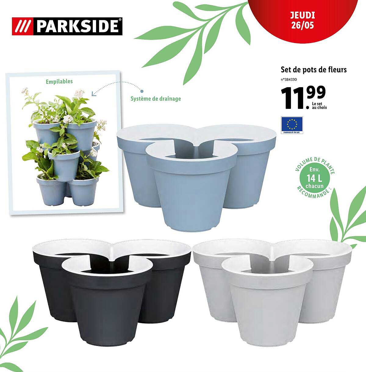 set de pots de fleurs parkside