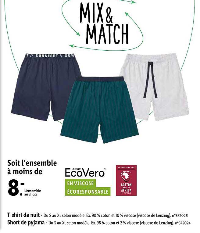 soit l'ensemble : t-shirt de nuit, short de pyjama