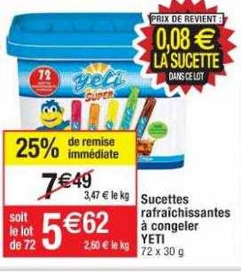 sucettes rafraîchissantes à congeler yeti