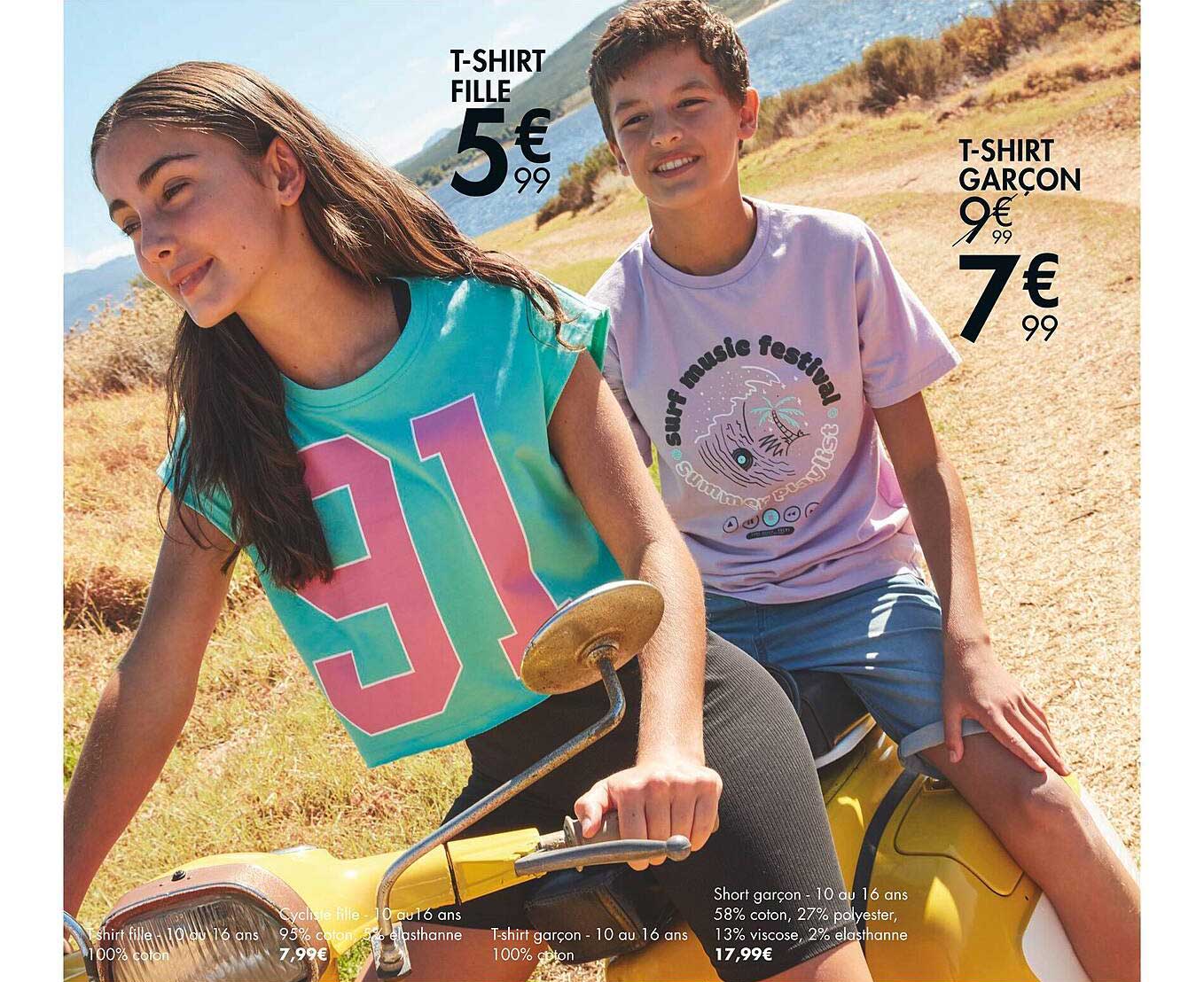 t-shirt fille, t-shirt garçon, short fille, short garçon