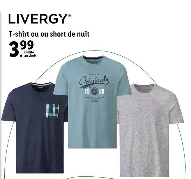T-shirt Ou Short De Nuit Livergy