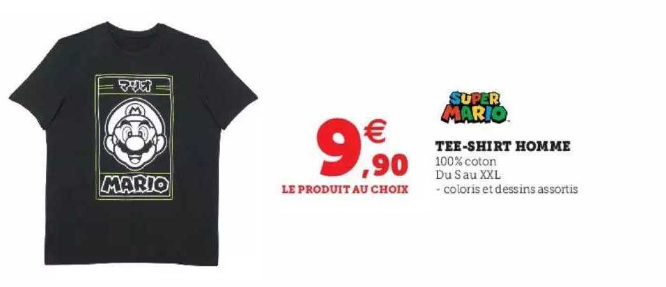 tee-shirt homme super mario