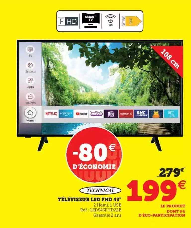 téléviseur led fhd 43'' technical