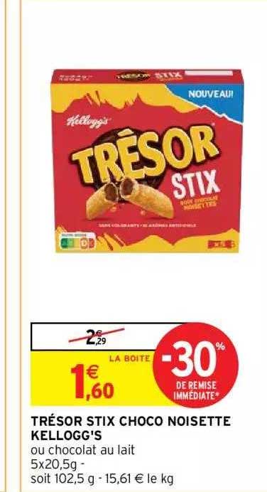 trésor stix choco noisette kellogg's