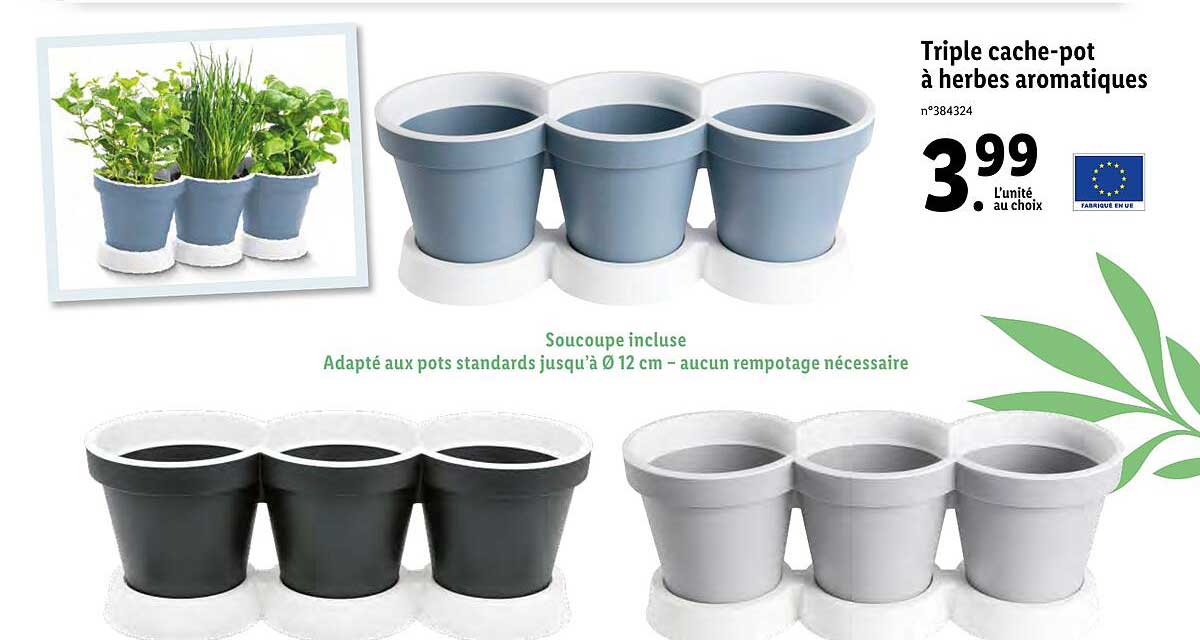 triple cache-pot à herbes aromatiques