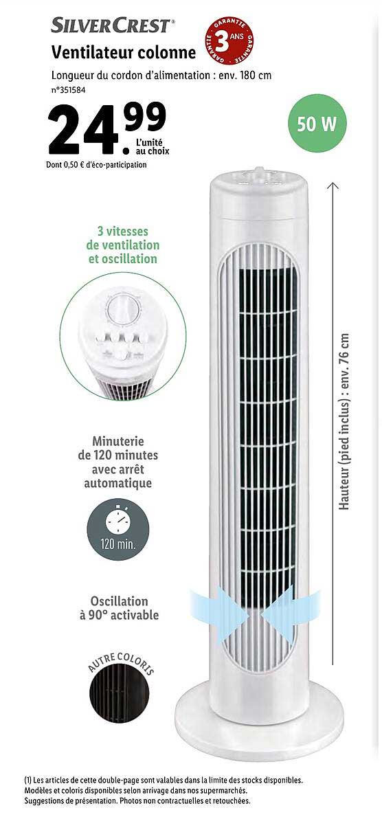 Ventilateur Colonne Silver Crest