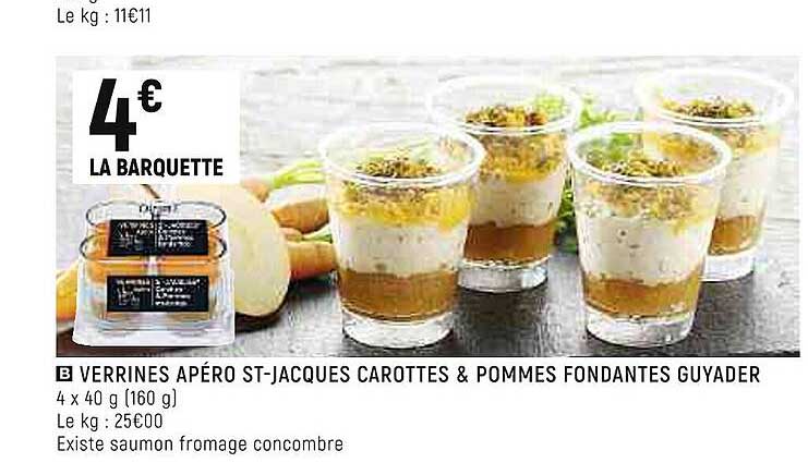 verrines apéro st-jacques carottes & pommes fondantes guyader