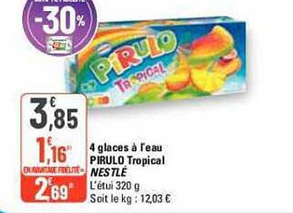 4 glaces à l'eau pirulo tropical nestlé