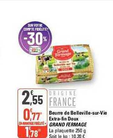 beurre de belleville-sur-vie extra-fin doux grand fermage