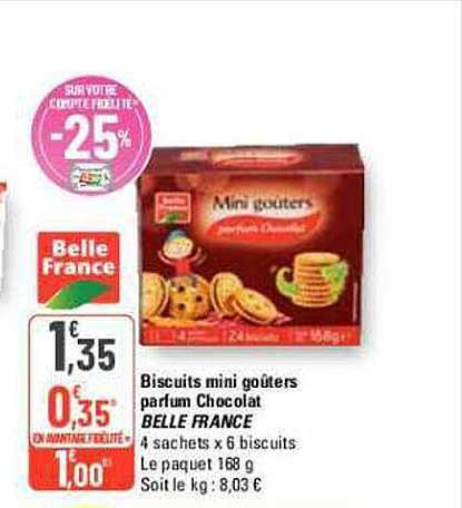 Biscuits Mini Goûters Parfum Chocolat Belle France