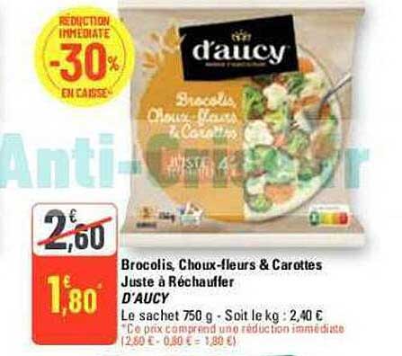 brocolis, choux-fleurs & carottes juste à réchauffer d'aucy