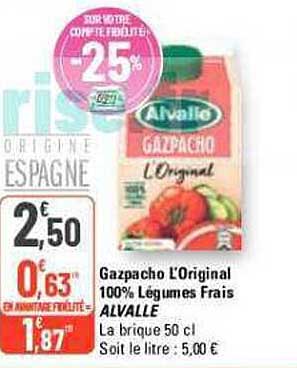 Gazpacho L'original 100% Légumes Frais Alvallé