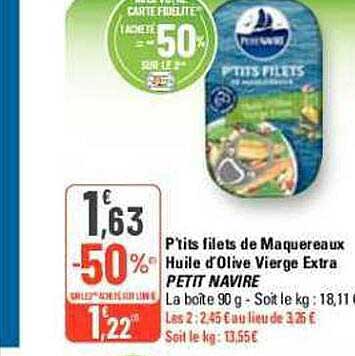 p'tits filet de maquereaux huile d'olive vierge extra petit navire