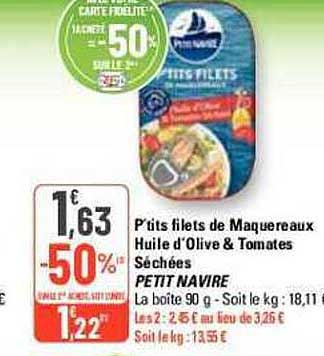 p'tits filets de maquereaux huile d'olive & tomates séchées petit navire