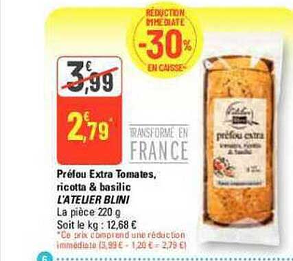 préfou extra tomates, ricotta & basilic l'atelier blini