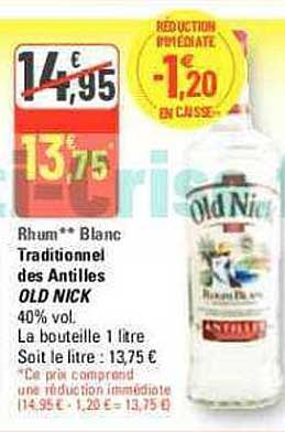 rhum blanc traditionnel des antilles old nick