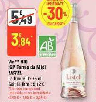 Vin Bio Igp Terres Du Midi Listel