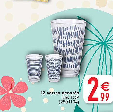 12 verres décorés dia top