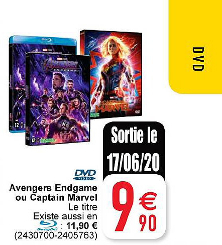Dvd Video Avengers Endgame Ou Captain Marvel Le Titre