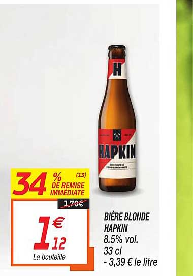 bière blonde hapkin 34% de remise immédiate