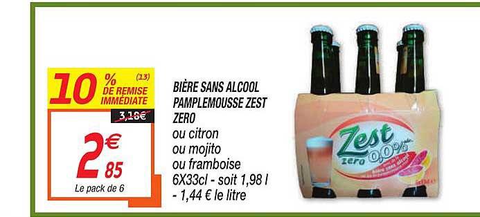 bière sans alcool pamplemousse zest zero 10% de remise immédiate