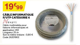 câble informatique f utp catégorie 6 nexans