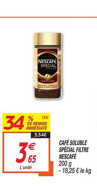 Café Soluble Spécial Filtre Nescafé 34% De Remise Immédiate