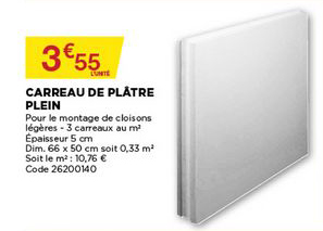 carreau de plâtre plein