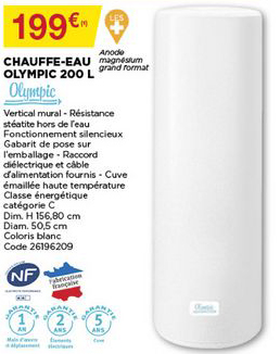 chauffe eau olympic 200 l