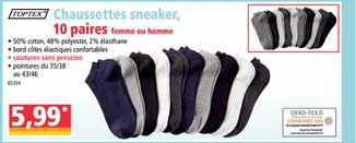 chaussettes sneaker 10 paires femme ou homme