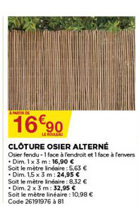 clôture osier alterné