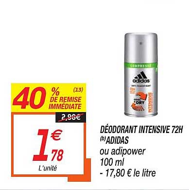 déodorant intensive 72h adidas ou adipower 40% de remise immédiate