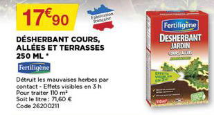 désherbant cours allées et terrasses 250 ml fertiligène