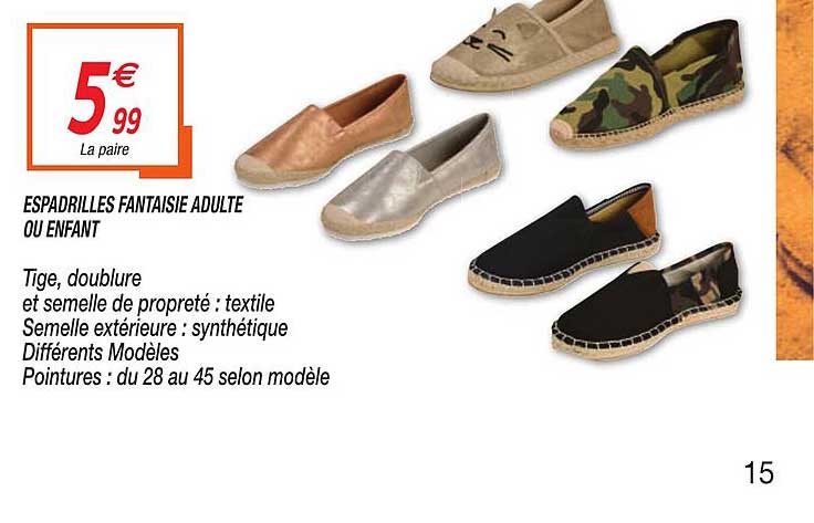 espadrilles fantaisie adulte ou enfant
