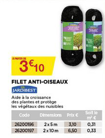 filet anti oiseaux jardibest
