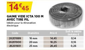 gaine vide icta 100 m avec tire fil