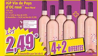 igp vin de pays d'oc rosé 4+2 offertes