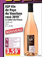 igp vin de pays du vaucluse rosé 2019 le cellier des princes