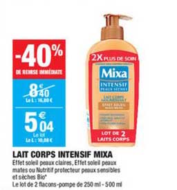 lait corps intensif mixa -40% de remise immédiate