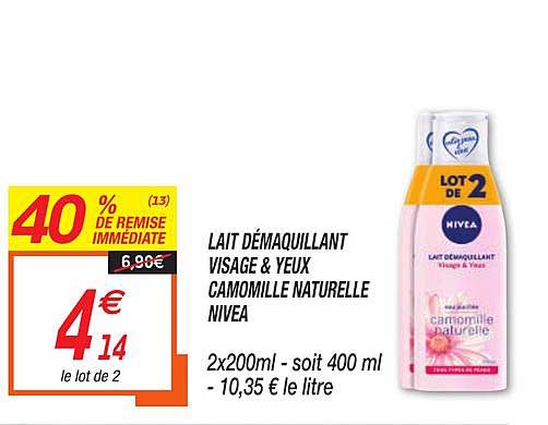 Lait Démaquillant Visage & Yeux Camomille Naturelle Nivea 40% De Remise Immédiate