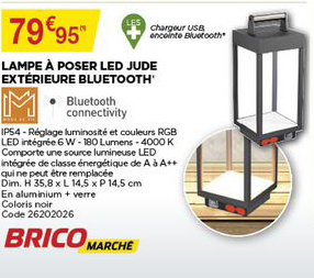 Lampe à Poser Led Jude Extérieure Bleutooth