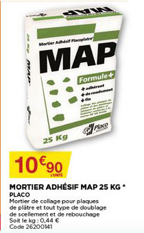 mortier adhésif map 25 kg placo