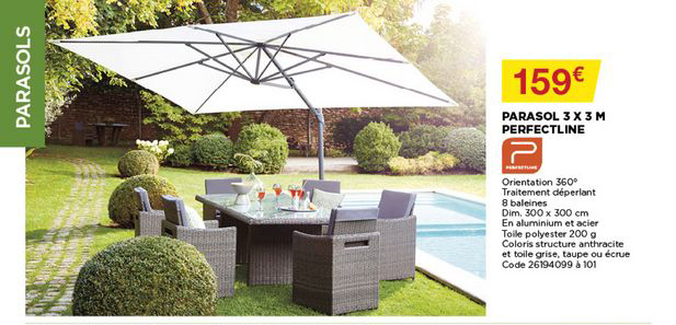 parasol 3 x 3 m perfectline